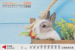 Carte Japon - ANIMAL - LAPIN & Tonneau Fleuri 5500 - RABBIT Japan Prepaid Card - KANINCHEN CONIGLIO - FR 265 - Conigli