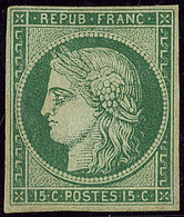 * No 2c, Vert Foncé, Aminci Rebouché Sous La Gomme Mais TB D'aspect. - R - 1849-1850 Ceres