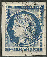 No 4c, Bleu Foncé, Un Voisin, Obl Pc, Superbe - 1849-1850 Cérès