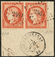 No 5c, Paire Obl Pc 2460 Sur Petit Fragment, Jolie Pièce. - TB - 1849-1850 Ceres