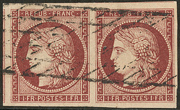 No 6b, Paire, Deux Voisins, Obl Grille Sans Fin, Superbe. - R - 1849-1850 Cérès