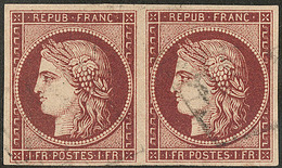 No 6b, Paire, Nuance Velours, Obl Grille, Jolie Pièce. - TB. - R - 1849-1850 Ceres