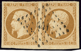 No 9, Paire, Nuance Foncée, Petit Bdf, Obl Pc 441. - TB - 1852 Louis-Napoleon