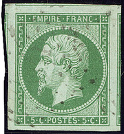 No 12b, Vert-jaune, Cinq Voisins, Superbe - 1853-1860 Napoléon III