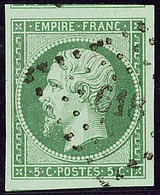 No 12c, Vert Foncé, Deux Voisins, Obl Pc, Ex Choisi. - TB - 1853-1860 Napoléon III.