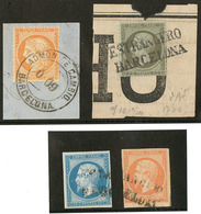 Nos 14, 16 Et 19 Obl Griffe "Estrangero/Barcelona", 38 Obl Cad "ADmon De Cambio". - TB - 1853-1860 Napoleon III