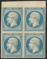 * No 14I, Bleu, Bloc De Quatre Bdf, Gomme Altérée Et Légèrement Jaunie Sinon TB - 1853-1860 Napoleon III