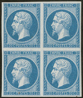 ** No 14II, Bleu, Bloc De Quatre (un Ex *, Quasiment **), Superbe - 1853-1860 Napoléon III.