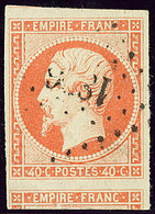No 16d, Orange Sur Paille, Deux Voisins, Obl Pc, Ex Choisi. - TB - 1853-1860 Napoleon III