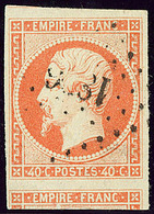 No 16d, Orange Sur Paille, Deux Voisins, Obl Pc, Ex Choisi. - TB - 1853-1860 Napoléon III.