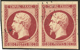 No 17A, Paire, Deux Voisins, Superbe - 1853-1860 Napoléon III