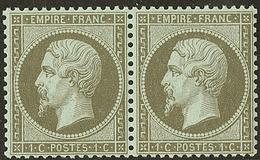 ** No 19b, Vert Bronze, Paire, Très Frais. - TB - 1862 Napoléon III.