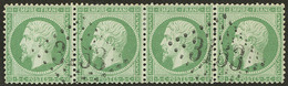 No 20, Vert, Bande De Quatre Obl Gc 3153, Jolie Pièce. - TB - 1862 Napoleon III