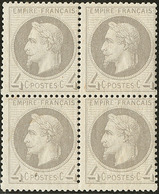 ** No 27II, Gris, Bloc De Quatre, Centrage Courant Mais Très Frais Et TB - 1863-1870 Napoléon III Lauré