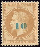 * Non émis. Surcharge Bleu Pâle. No 34a, Très Frais Et Centré. - TB. - R - 1863-1870 Napoleon III With Laurels