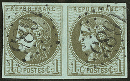 No 39I, Olive, Paire Obl Gc 1685, Ex Choisi. - TB - 1870 Ausgabe Bordeaux