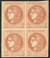 ** No 40IIa, Brun-rouge Clair, Bloc De Quatre (deux Ex *), Deux Voisins, Très Frais. - TB - 1870 Ausgabe Bordeaux