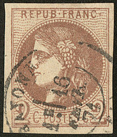 No 40IIh, Chocolat Foncé, Obl Cad Bayonne Fév 71, Superbe Nuance, Jolie Pièce. - TB. - R - 1870 Ausgabe Bordeaux