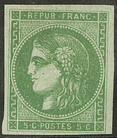 * No 42IIg, Vert Jaune, 2e état, Pelurage Au Verso Mais TB D'aspect - 1870 Bordeaux Printing