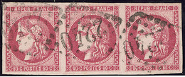 No 49c, Bande De Trois Obl Gc 2240. - TB - 1870 Bordeaux Printing