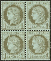 ** No 50, Vert-olive, Bloc De Quatre (un Ex *), Très Frais. - TB - 1871-1875 Ceres