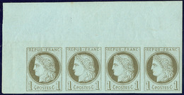 ** Non Dentelés. No 50 (Yv. 50c), Bande De Quatre Cdf, Un Ex Pli Sinon Superbe - 1871-1875 Ceres