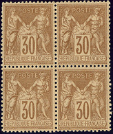 ** No 80, Bloc De Quatre (deux Ex *), Nuance Foncée, Très Frais Et Centré. - TB - 1876-1878 Sage (Type I)