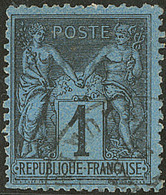 No 84, Bleu De Prusse, Deux Dents Courtes En Bas à Gauche Mais Belle Nuance Et TB D'aspect. - R - 1876-1878 Sage (Type I)