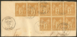 No 86, Bistre Sur Jaune, Bloc De Huit, Obl Cad Alger Juil 78 Sur Petit Fragment, Pli Sur 5 Ex Sinon TB - 1876-1878 Sage (Type I)