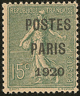 * Postes Paris. No 25, Adhérence Au Verso Sinon **. - TB - 1893-1947