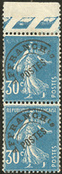 * "République Française" Absente. No 60 (Maury 56a), En Paire Verticale Bdf Avec Normal, Fortes Adhérences Mais TB - 1893-1947