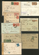 LETTRE POSTES SERBES. Nos 1(3), 2(4), 3(3), 5, 8(2), 10(2), Sur 8 Enveloppe Avec Griffe Censure Militaire Serbe, Cad Et  - War Stamps