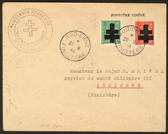 LETTRE Audierne, Type II. Nos 6 + 8 Sur Enveloppe Du 20.9.44 Avec Griffe "Finistère Libéré". - TB - Liberation