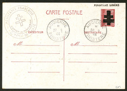 LETTRE Audierne, Type II. Entier 1,20f, Obl 20.9.44 + Griffe "Finistère Libéré". - TB - Liberation