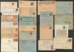 LETTRE PERFORES. Lot 1908-1951, 19 Enveloppes Et 2 CP, Affts, Obl Et Perfos Divers. - TB Ou B - Other & Unclassified