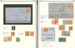 Oblitérations Italiennes. 1855-1872, 14 Détachés Et 2 Enveloppes. - TB Ou B - Collections