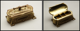 Boîte En Bronze Doré En Forme De "Presse", 3 Comp. Amovibles, 123x70x55mm, Poids 540g. - TB - Stamp Boxes