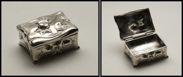 Boîte "Modern Style" En Métal Argenté, à Décor De Fleurs, 1 Comp., 80x40x30mm. - TB - Stamp Boxes