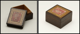 Boîte Tunbridge Avec Timbre Reine Victoria, 1 Comp., 41x32x24mm. - TB - Stamp Boxes