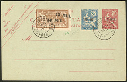 LETTRE Double Surcharge. No 46 (tirage 25) + 42b (surch. Renv.) Sur CP Entier 10m Rouge, Obl 11 Mai 21. - TB. - RR - Other & Unclassified