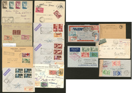 LETTRE AFN. 1921-1945, 14 Enveloppe Affts Et Griffes Divers, Dont Syrie PA 4/6 Et Cameroun Spitfire. - TB - Colecciones