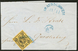 LETTRE Brunswick. No 7a, Obl Griffe Ronde Bleue Braunschweig 21/11 (55), Sur Lettre, Jolie Pièce. - TB - Braunschweig