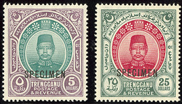 ** Trengganu. SPECIMEN. Nos 10 *, 11 (SG #17, 18). - TB (cote SG : 500£) - Johore