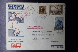 Belgium First Regular Flight 1935 Belgium - Belgium Congo V.v.  By Sabena, Mixed Franking - Sonstige & Ohne Zuordnung