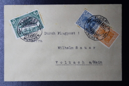 Deutsche Reich Special Probeflug Luftpost 1921 München -> Volkach  Mi 112 + Combination - Airmail & Zeppelin