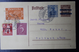 Deutsche Reich Special Probeflug Luftpost 1921 Nürnberg -> Volkach  Mi 112  Auf Postkarte P133 - Correo Aéreo & Zeppelin