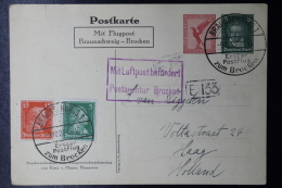 Deutsche Reich Privat Postkarte Erster Postflug Brocken  Braunschweig  Den Haag  9-10-1927 - Postcards