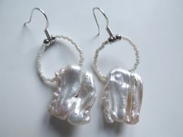Boucles D'oreilles Artisanales, Perles De Biwa, Miyuki Delicas, Perles De Verre, Perles Japonaises, Artisanat Français, - Earrings