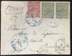 TURQUIE Lettre N°83 X2 & 84 De L'ambassade De France Oblitéré De Pera Cachet Bleu Pour La France - Brieven En Documenten