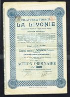 Filature & Tissage LA LIVONIE S.A. - ACTION ORDINAIRE N° 05188 - 1923. - Textiel